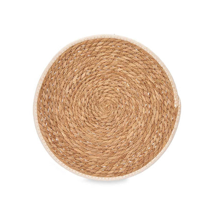 Salvamantel Esparto Borde Tela Blanco 35 Colección Kinvara