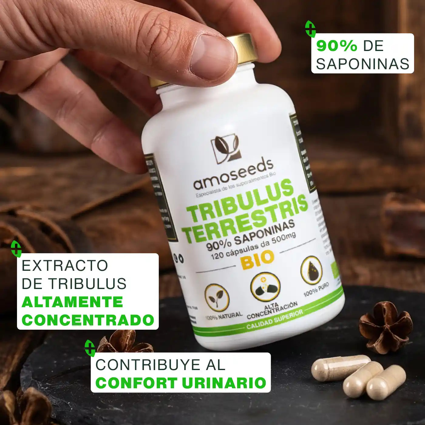Tribulus Bio, 90% De Saponinas | 120 Cápsulas_3