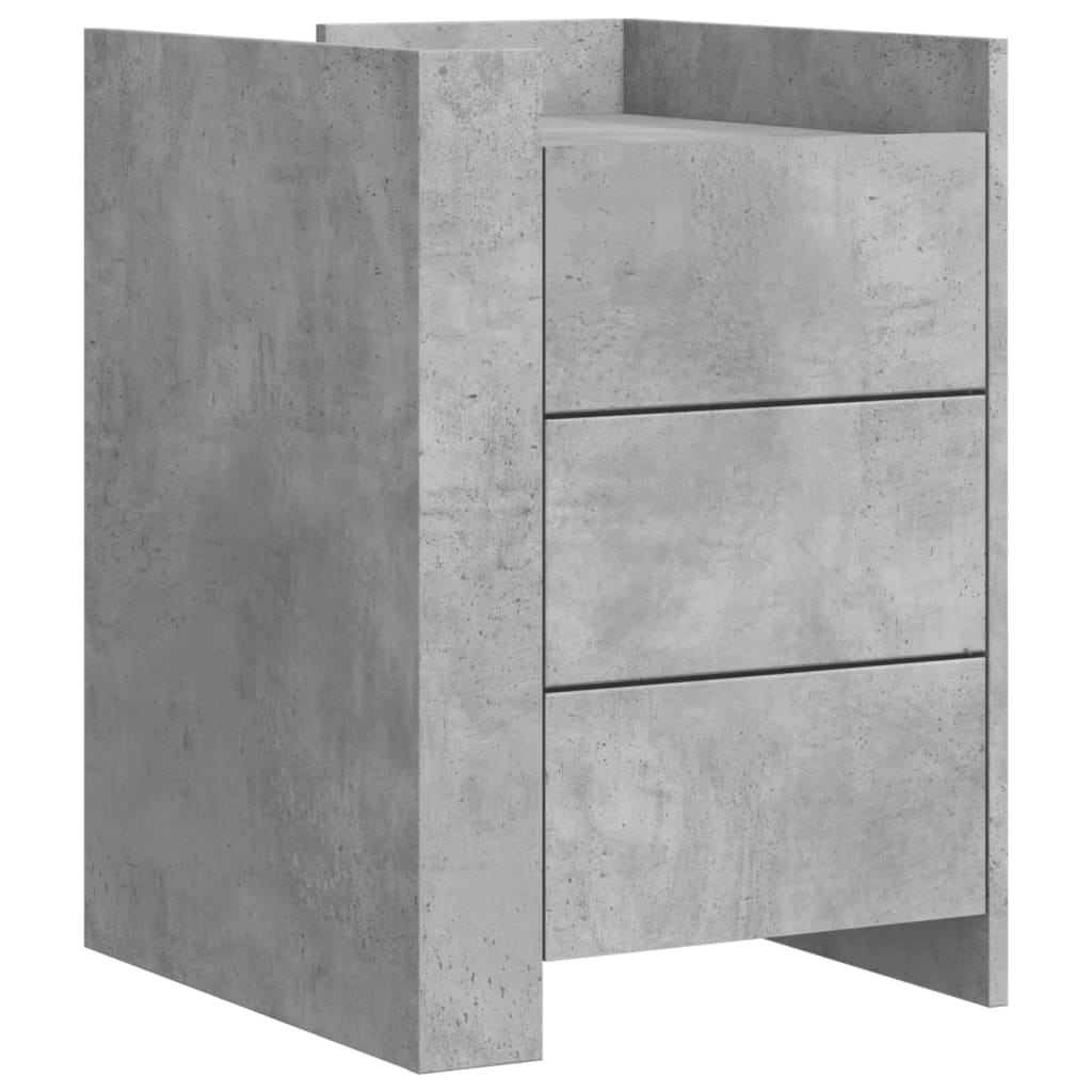 Mesita De Noche Madera De Ingeniería Gris Hormigón 45x50x65 Cm_0