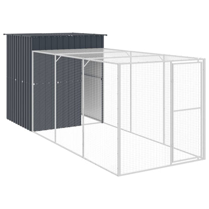 Vidaxl Gallinero Con Corral Acero Galvanizado Gris 165x455x181 Cm_0