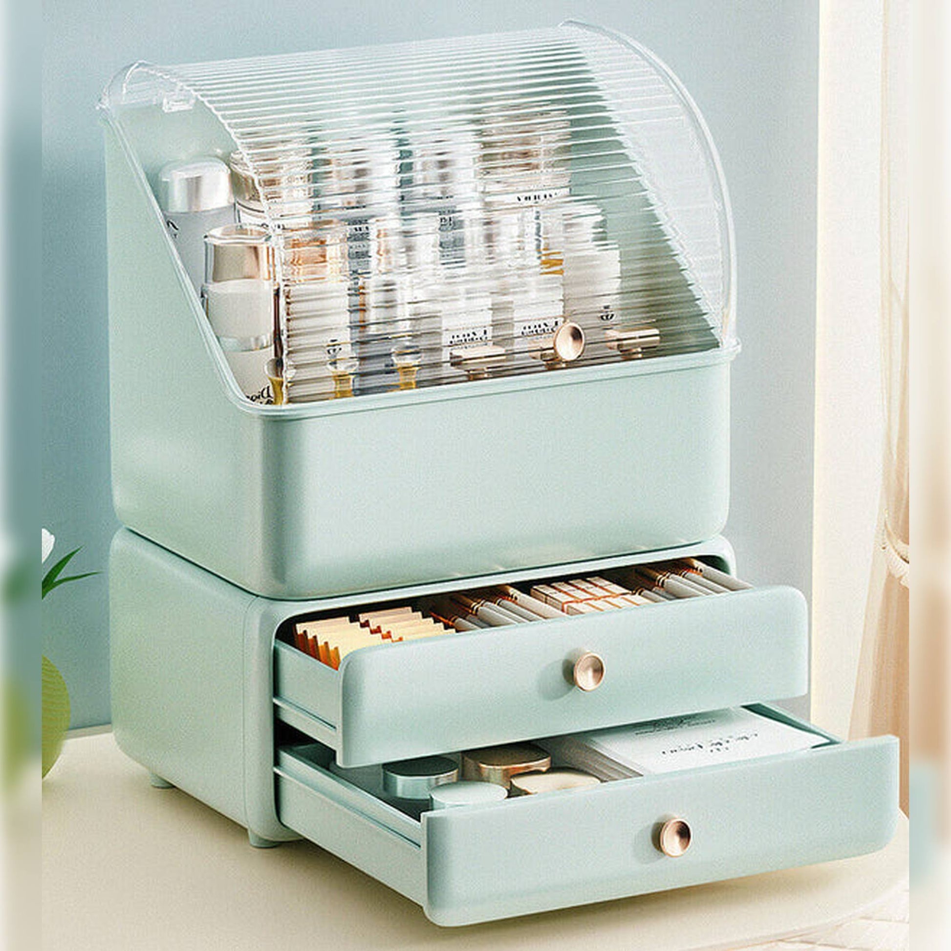 Joybos - Caja Para Organización Y Almacenaje De Cosmeticos 2en1 Verde