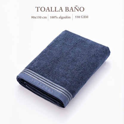 Toalla De Baño 90x150cm 100% Algodón 550gsm Navy Con Rayas Scalpers Home_1