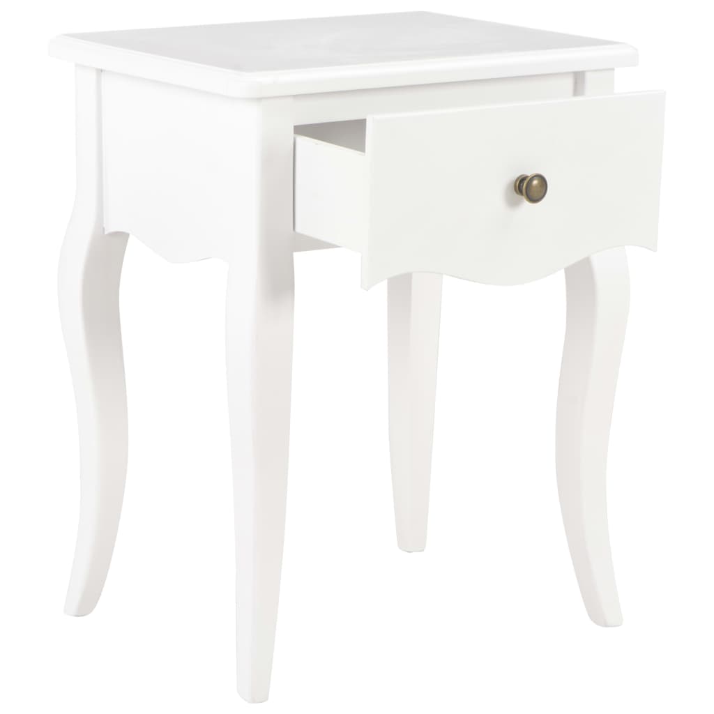Mesita De Noche De Madera Maciza De Pino Blanco 40x30x50 Cm_1