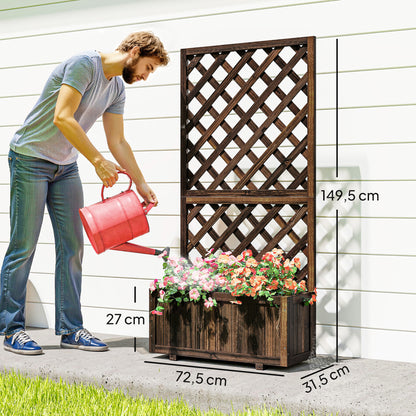 Outsunny Jardinera Con Enrejado De Madera Para Plantas Flores 72,5x31,5x149,5 Cm_2