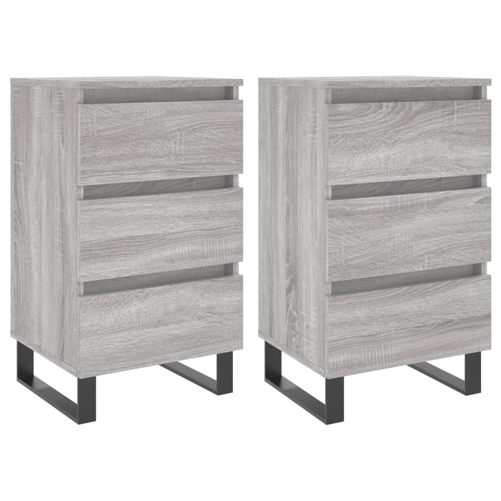Mesita De Noche 2 Uds Madera Ingeniería Gris Sonoma 40x35x69 Cm_0