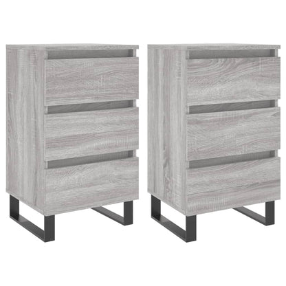 Mesita De Noche 2 Uds Madera Ingeniería Gris Sonoma 40x35x69 Cm_0