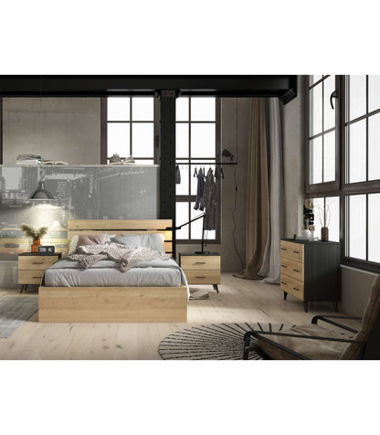 Cómoda Para Dormitorio Modelo Miño 3 Cajones Acabado Natural/bocamina, 80cm(ancho) 77cm(_1