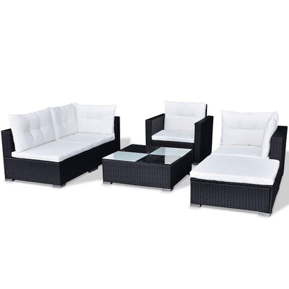 Vidaxl Set Muebles De Jardín 6 Piezas Y Cojines Ratán Sintético Negro_3