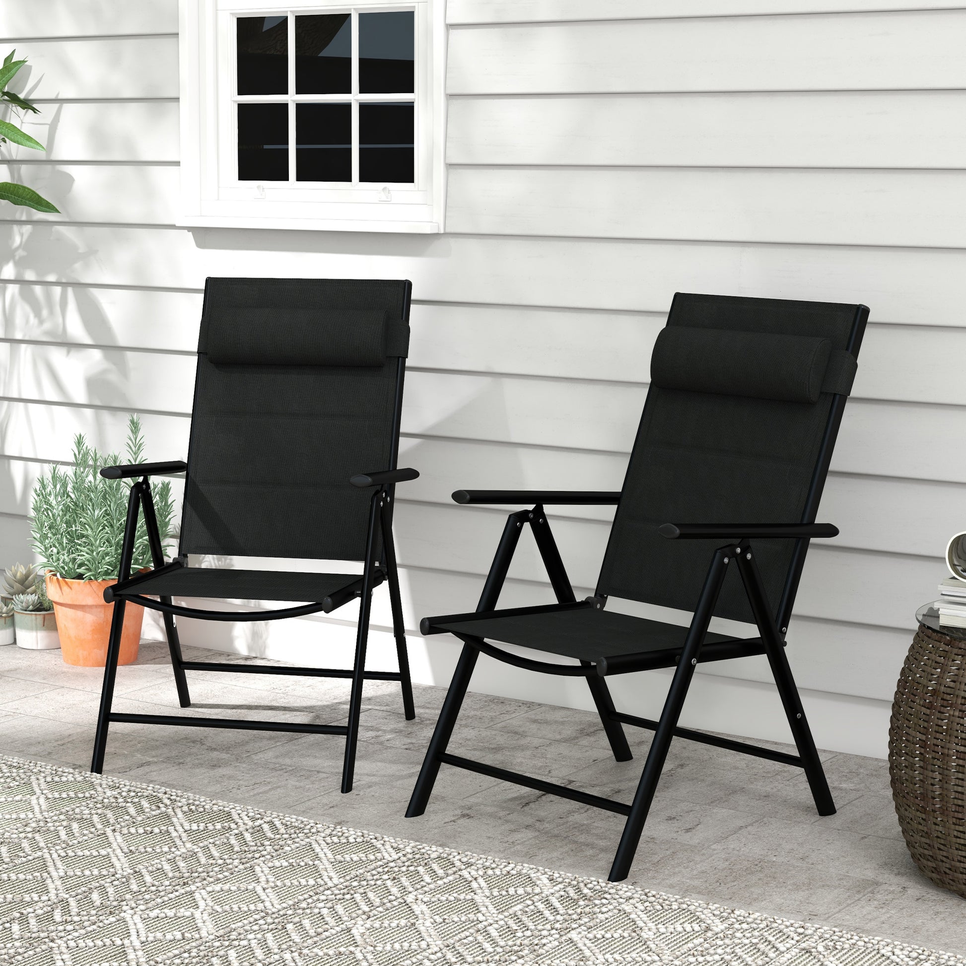 Outsunny Conjunto De 2 Sillas De Camping Plegables 54x67x108 Cm Negro_1