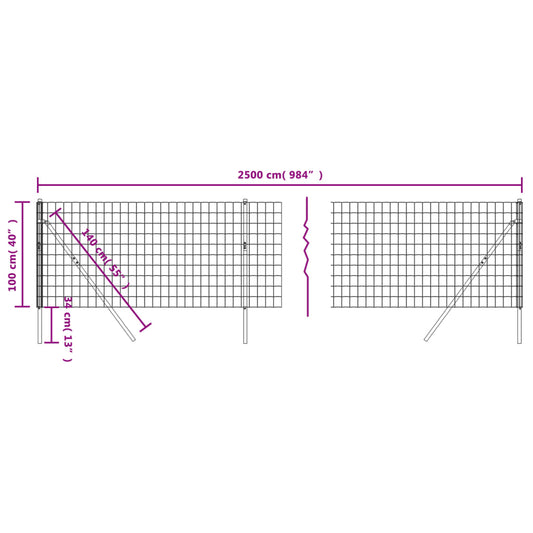 Cerca De Alambre De Acero Galvanizado Gris Antracita 1x25 M / Vetonek_0
