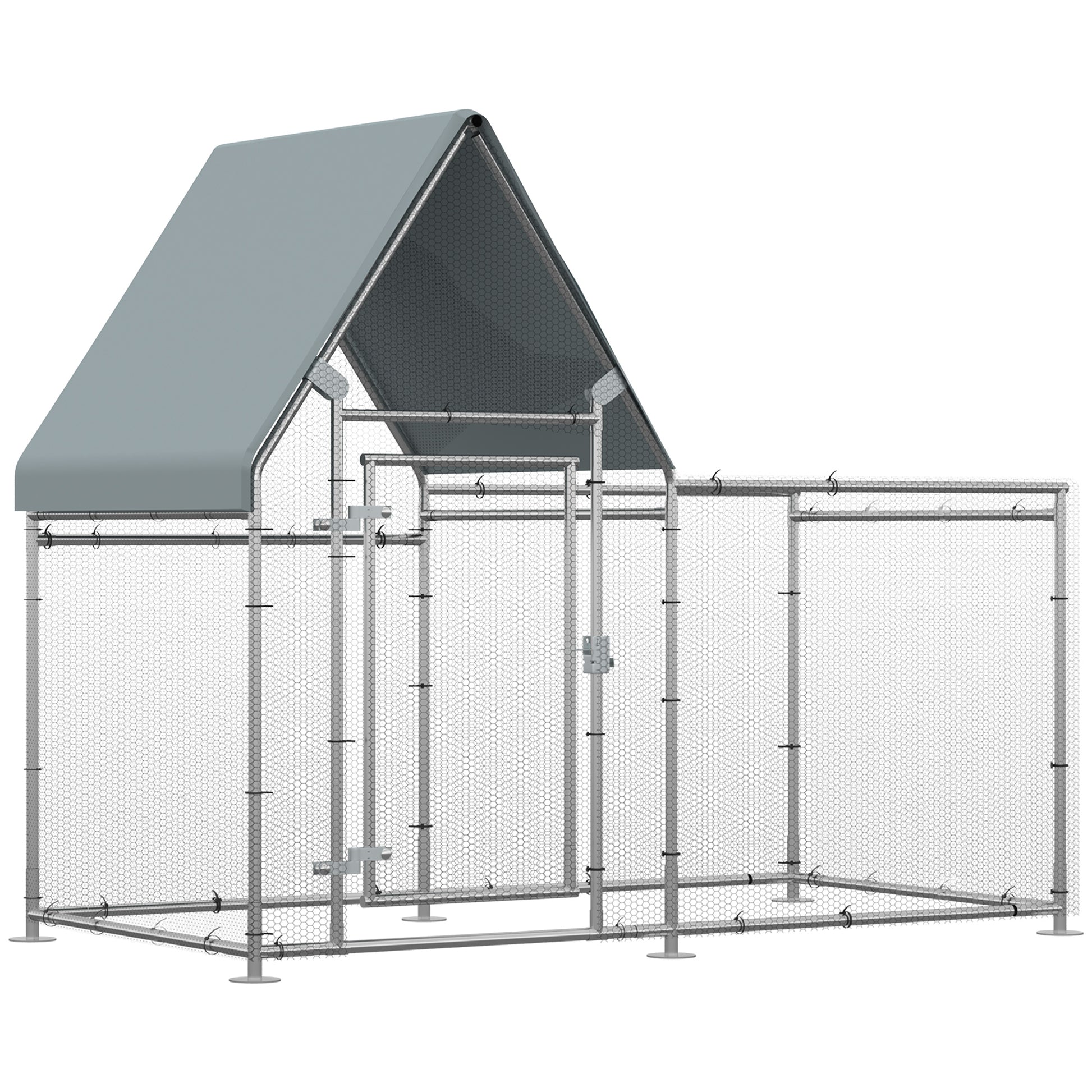 Pawhut Gallinero Exterior Grande 2x1,05x1,72m Acero Galvanizado Con Cerradura_0