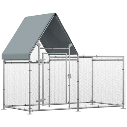 Pawhut Gallinero Exterior Grande 2x1,05x1,72m Acero Galvanizado Con Cerradura_0