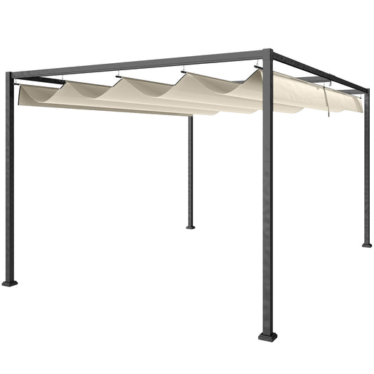 Outsunny Pérgola 3x2 M Cenador Jardín Con Techo Retráctil Poliéster Para Fiestas_0