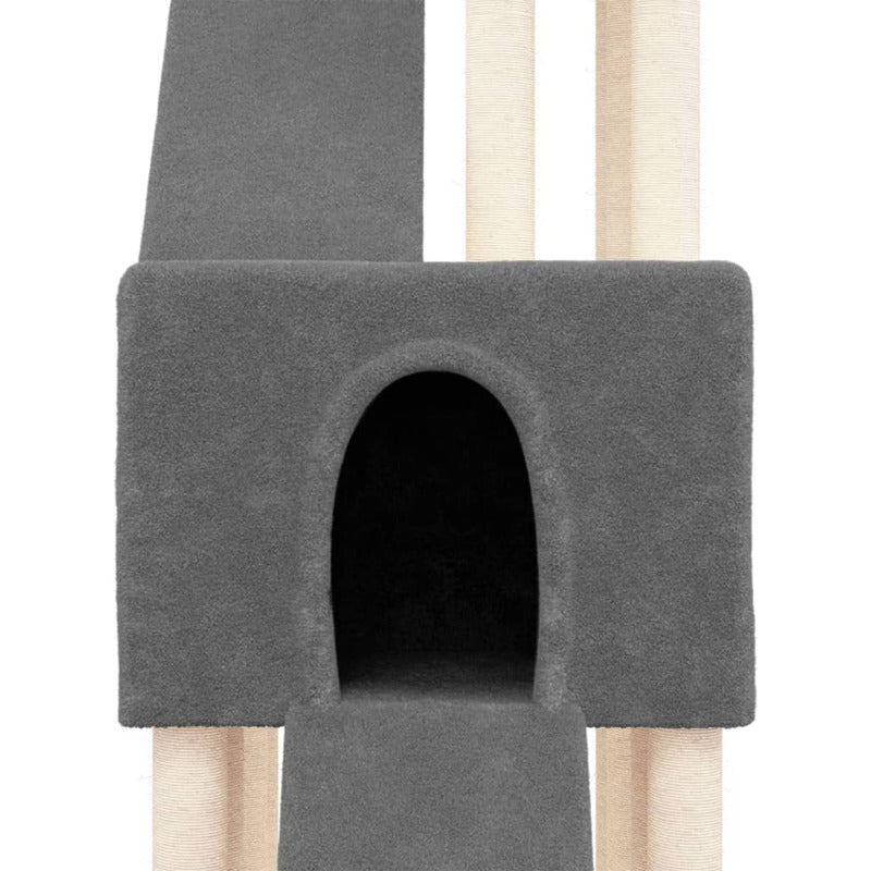 Vidaxl Rascador Para Gatos Con Postes De Sisal Gris Oscuro 190 Cm_5