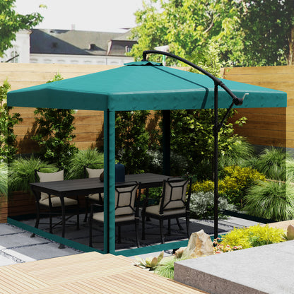Outsunny Parasol Excéntrico Ø295 Cm Con Ángulo Ajustable Base Cruzada Verde_1