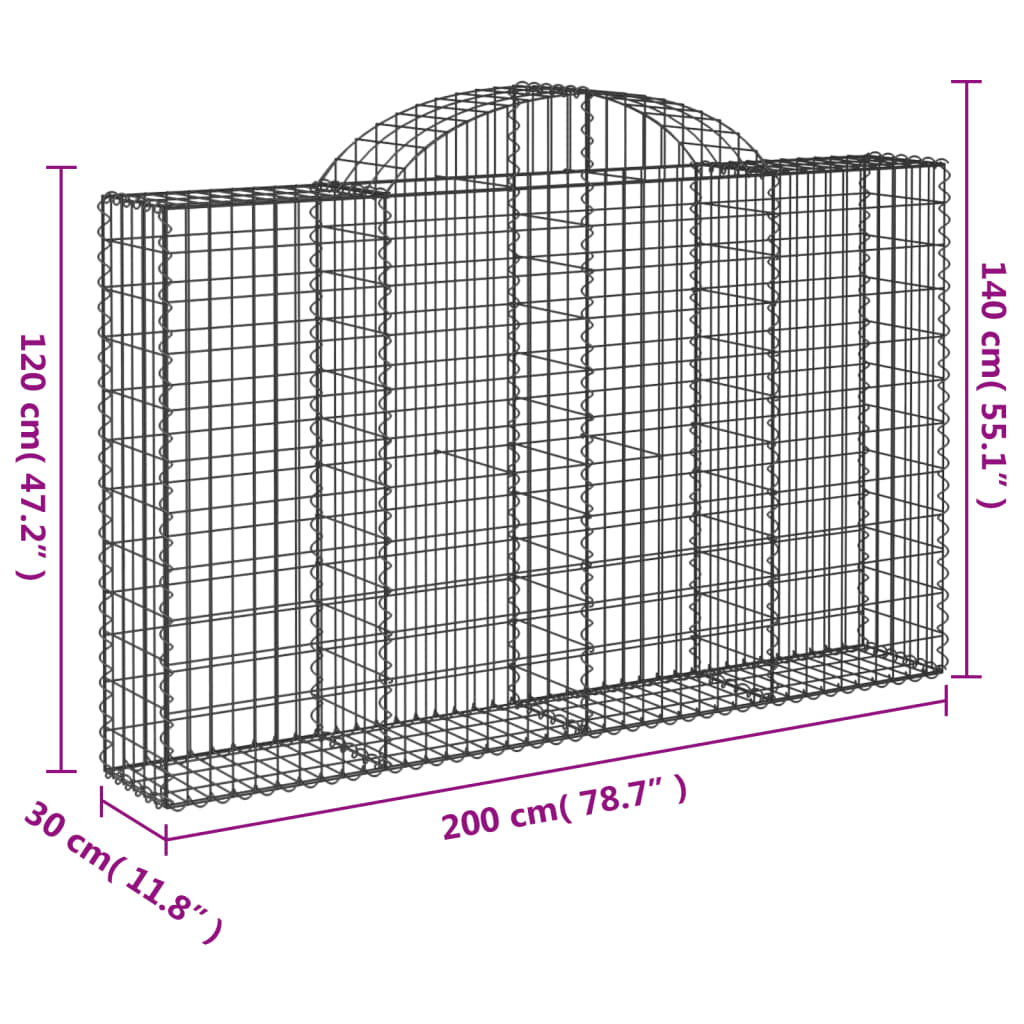 Cestas Gaviones 18 Uds Forma De Arco Hierro 200x30x120/140 Cm_5