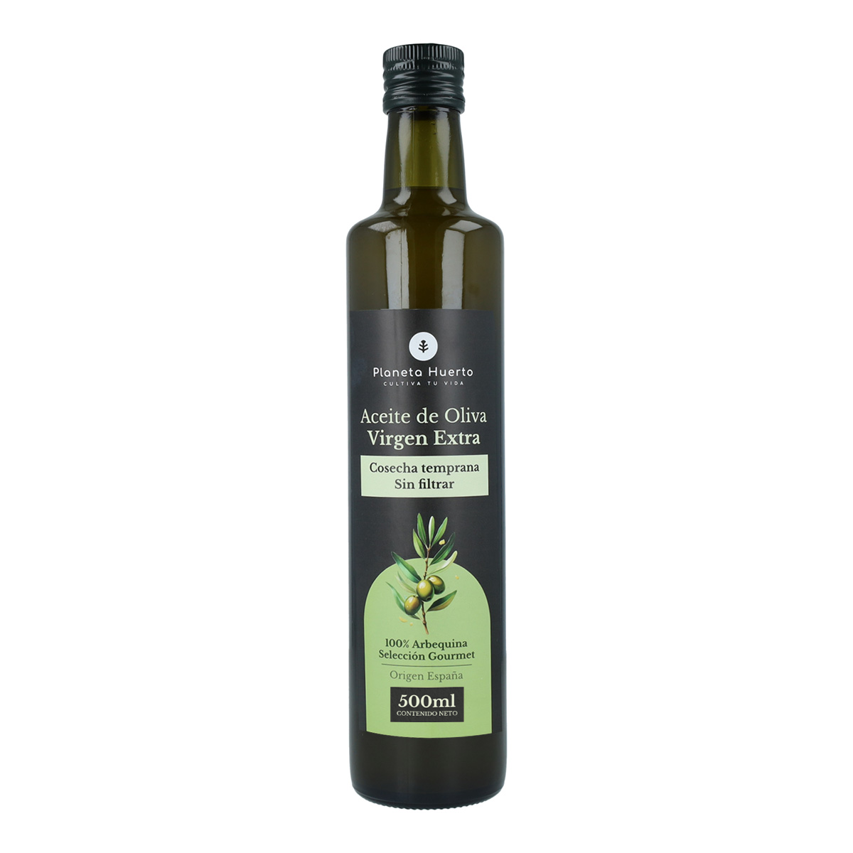 Aceite de oliva virgen extra de cosecha temprana verde sin filtrar Planeta Huerto 500 ml