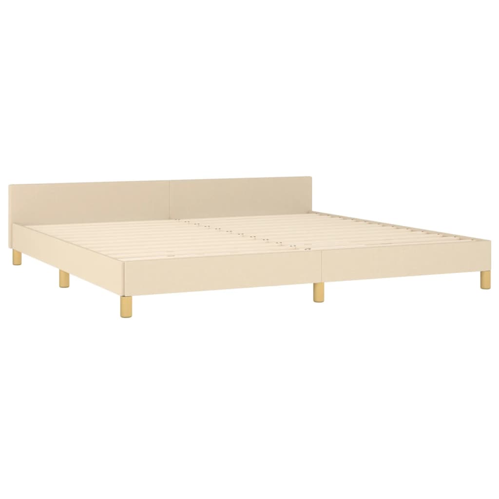 Estructura De Cama Con Cabecero De Tela Color Crema 200x200 Cm / Vetonek_4