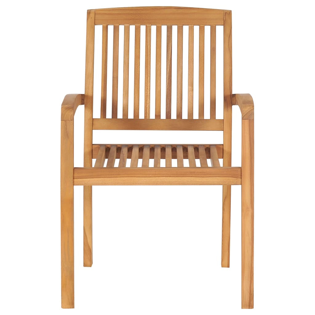 Vidaxl Sillas De Jardín Apilables 6 Uds Madera De Teca Con Cojines_4