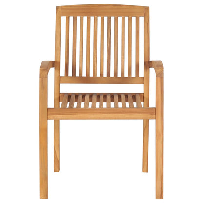 Vidaxl Sillas De Jardín Apilables 6 Uds Madera De Teca Con Cojines_4