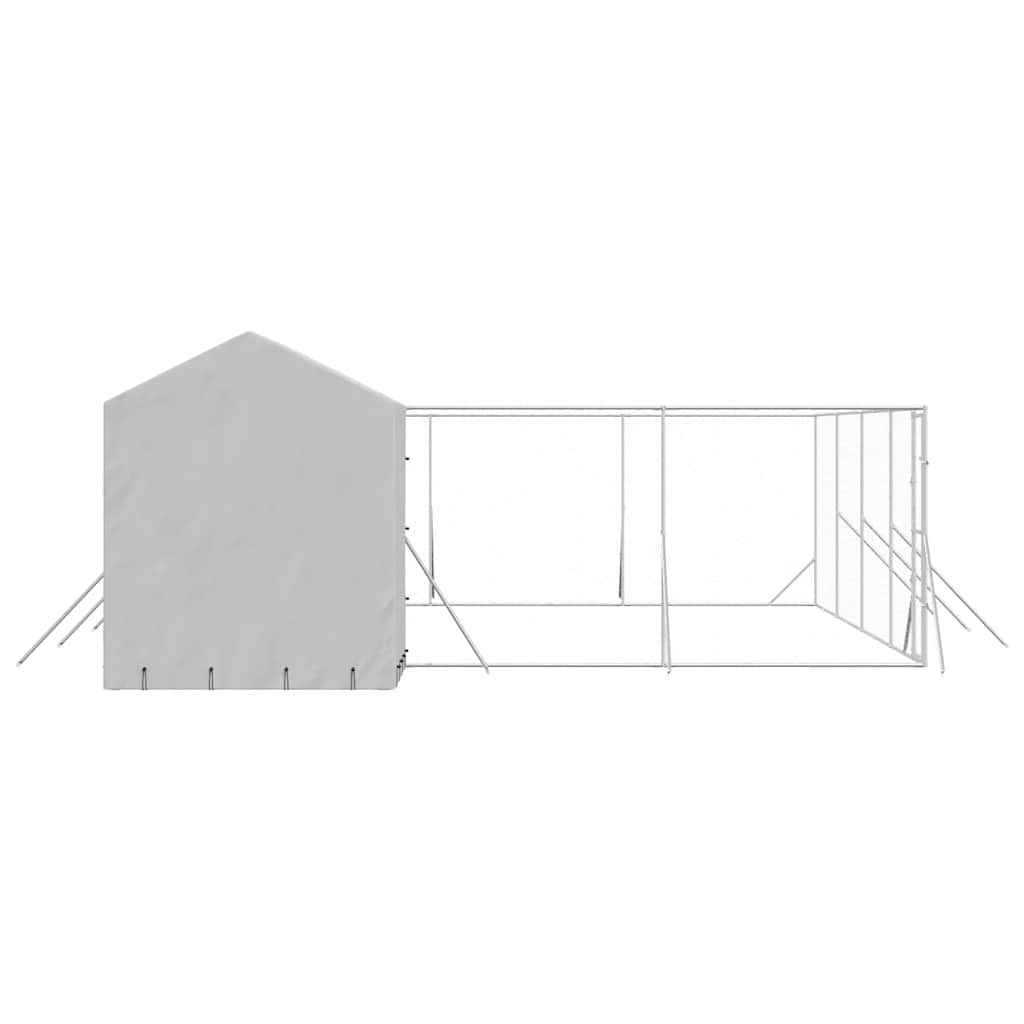Perrera De Exterior Con Toldo Acero Galvanizado Plata 10x6x2,5m_4