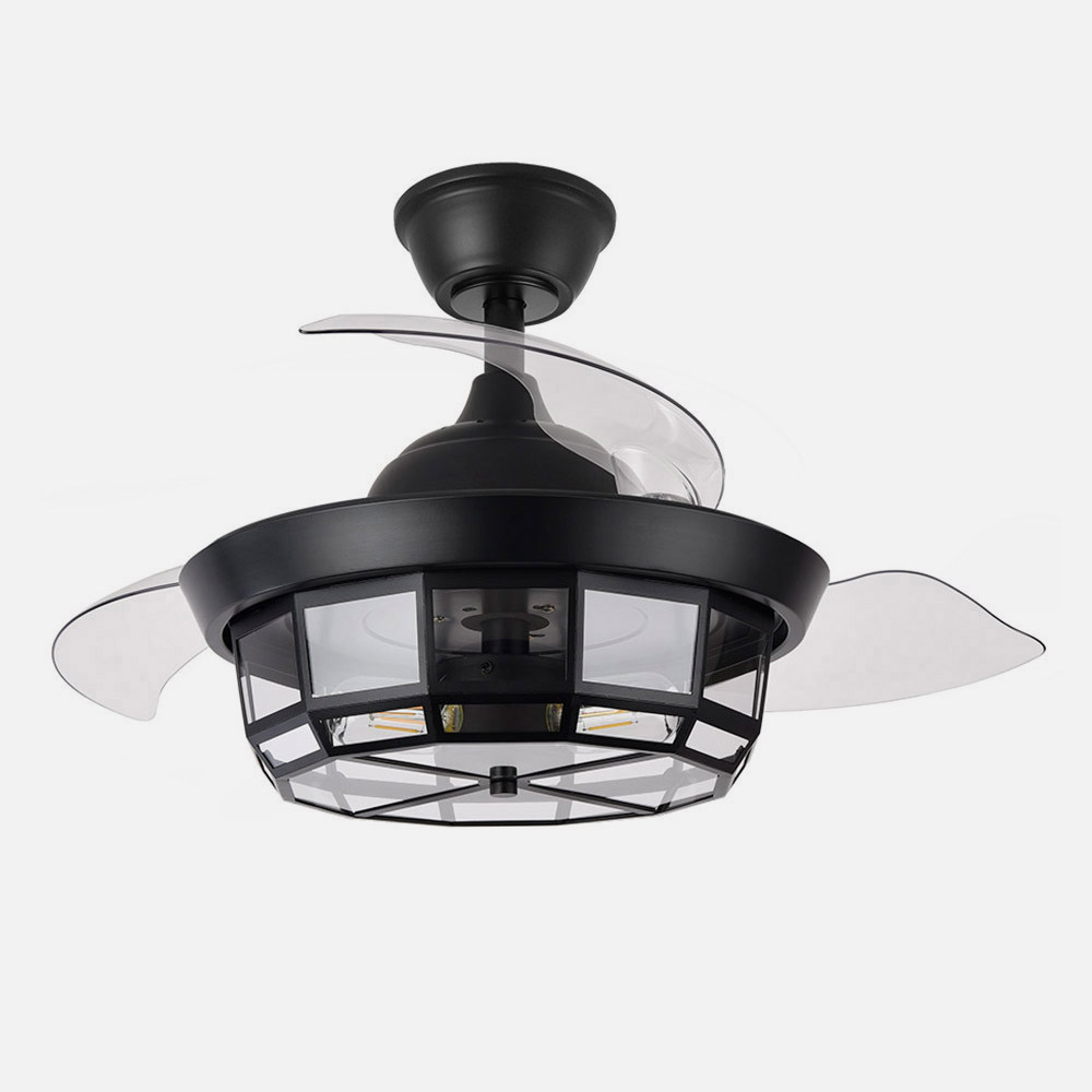 Ventilador Dc Tornado Negro 3xe27 91d 3aspas Desplegables 6velocidades C/remoto Y Temporizador_2