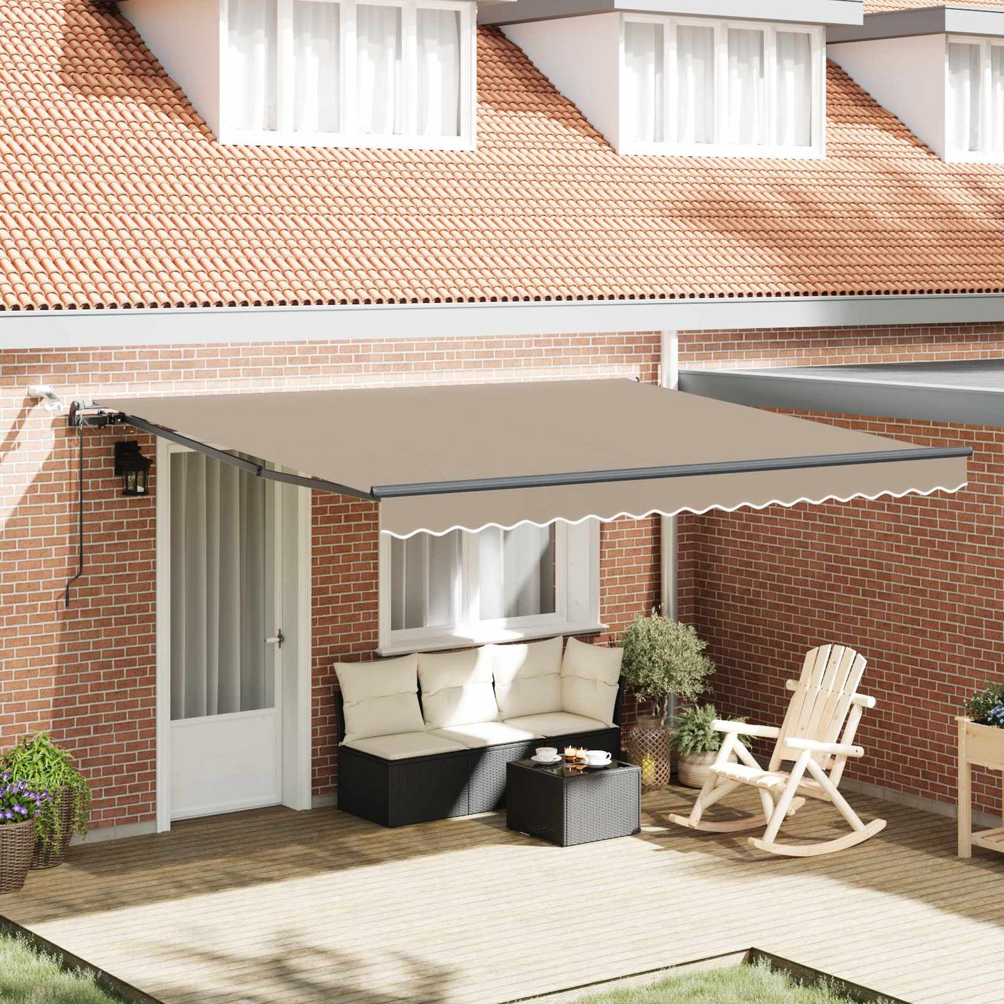 Toldo Retráctil Beige 400 X 300 Cm Poliéster_1