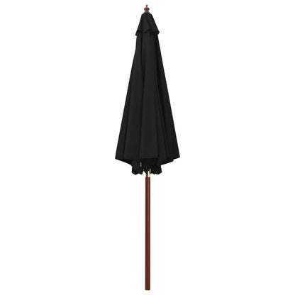 Vidaxl Sombrilla De Jardín Con Palo De Madera Negro 300x258 Cm_1