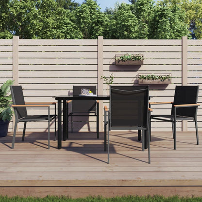 Vidaxl Sillas De Jardín 4 Uds Textilene Y Acero Negro 55x61,5x90 Cm_1