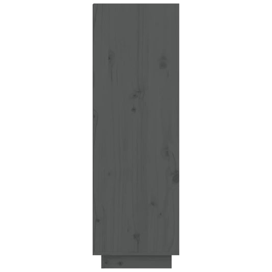 Armario Zapatero De Madera Maciza De Pino Gris 60x34x105 Cm / Vetonek_0