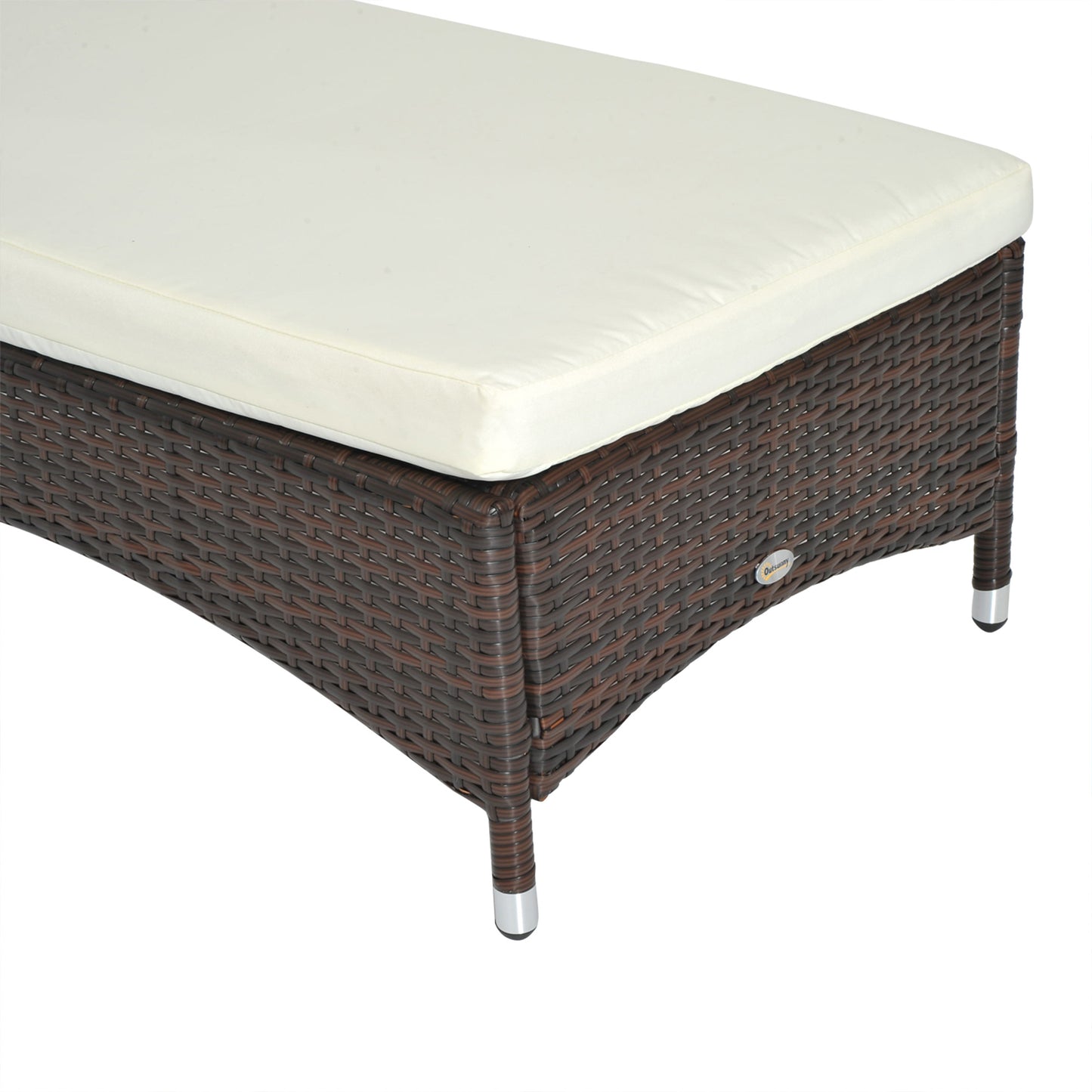 Outsunny Conjunto De 2 Tumbonas De Ratán Jardín Con Respaldo Ajustable Cojines_4