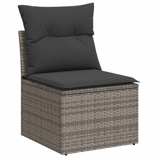 Set De Sofás De Jardín 7 Pzas Con Cojines Ratán Sintético Gris / Vetonek_0