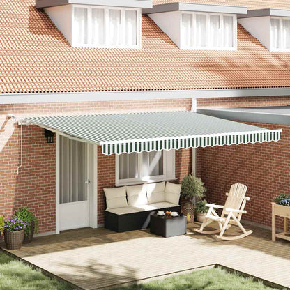 Toldo Retráctil Verde Y Blanco 450 X 300 Cm Poliéster_1