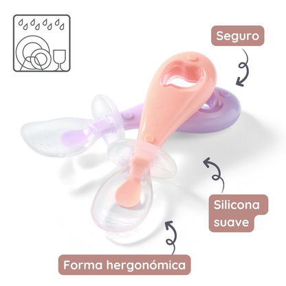 Set 2 Cucharas De Silicona De Seguridad Rosa-lila