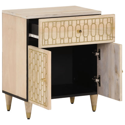 Mesita De Noche Madera Maciza De Mango 50x33x60 Cm_0