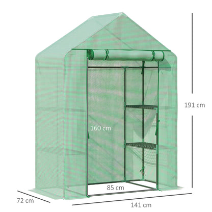 Invernadero De Jardín Outsunny Acero, Pe Verde 141x72x191 Cm_2
