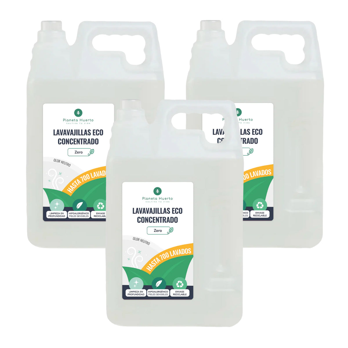 Pack 3xLavavajillas Manual Hipoalergénico Sin perfume Eco Planeta Huerto 5l
