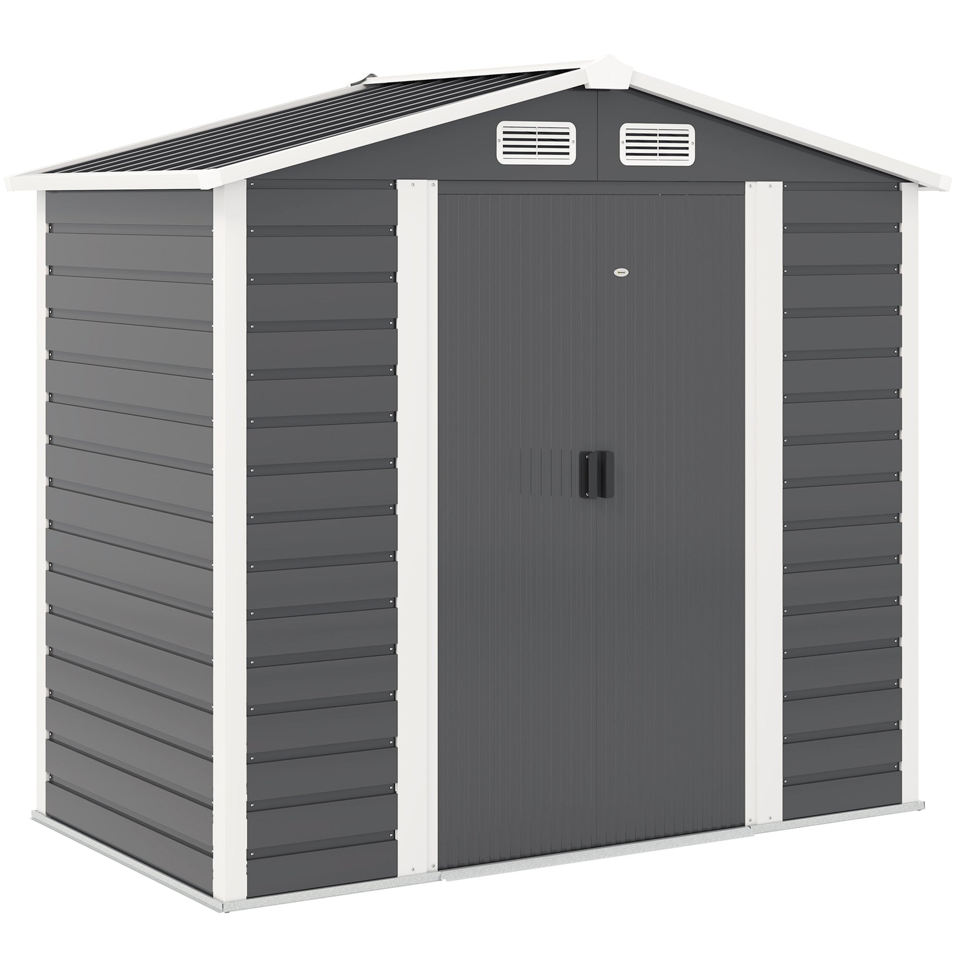 Outsunny Caseta De Jardín Exterior 2,36m² 213x120x194 Cm Gris Oscuro_0