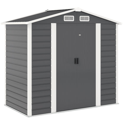 Outsunny Caseta De Jardín Exterior 2,36m² 213x120x194 Cm Gris Oscuro_0