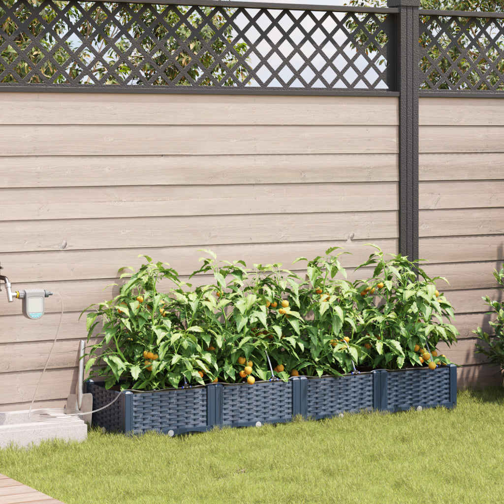 Vidaxl Jardineras Gris 160 X 40 X 22 Cm Acero_1