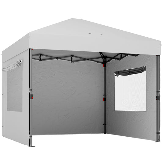 Outsunny Carpa Plegable Pop-up 3x3m Con 3 Paredes Upf50+ Altura Ajustable Blanco_0
