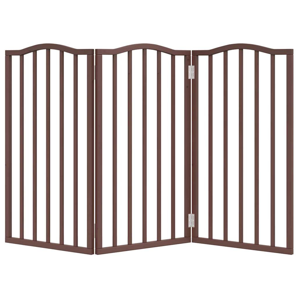 Vidaxl Puerta Para Perros Plegable 3 Paneles Álamo Marrón Roble 150 Cm_3