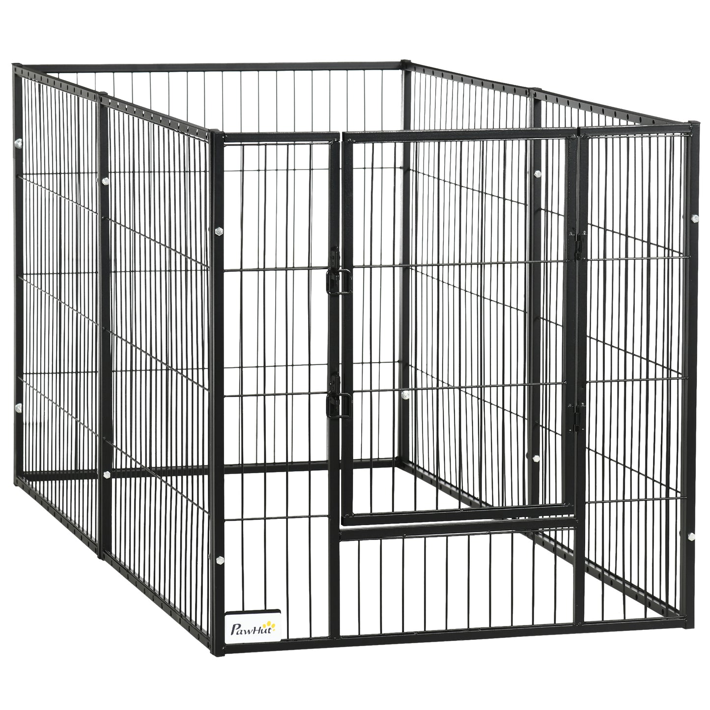Pawhut Parque Para Perros De 6 Paneles Ajustable 82,5-150x79x81 Cm Negro_0
