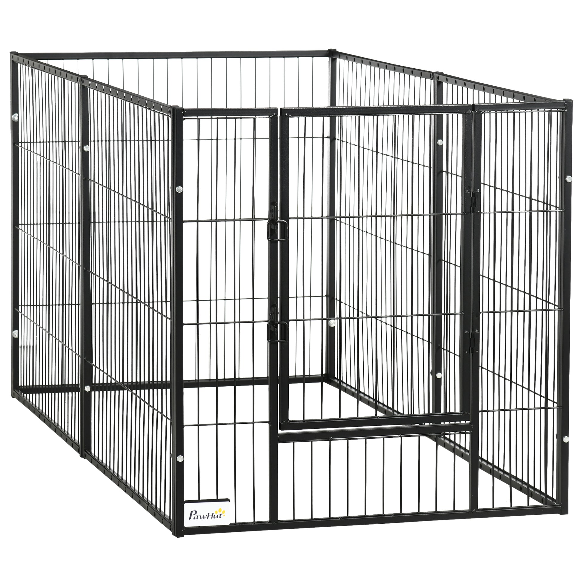Pawhut Parque Para Perros De 6 Paneles Ajustable 82,5-150x79x81 Cm Negro_0