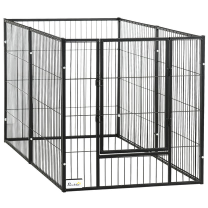 Pawhut Parque Para Perros De 6 Paneles Ajustable 82,5-150x79x81 Cm Negro_0