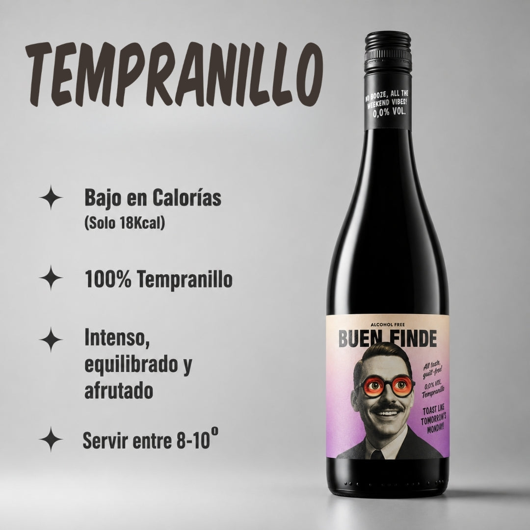 Vino Sin Alcohol 0,0% | Pack 6 Botellas X 750 Ml 2x Blanco Verdejo + 2x Rosado Tempranillo + 2x Tinto Tempranillo_2