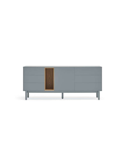Mueble Aparador Para Comedor Modelo Corvo 1 Puerta 6 Cajones Acabado Gris Perla, 180cm(anc_0