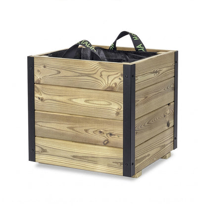 Jardinera De Madera Con Refuerzo De Aluminio 40x40x40 Cm Pun Al Hortalia_3