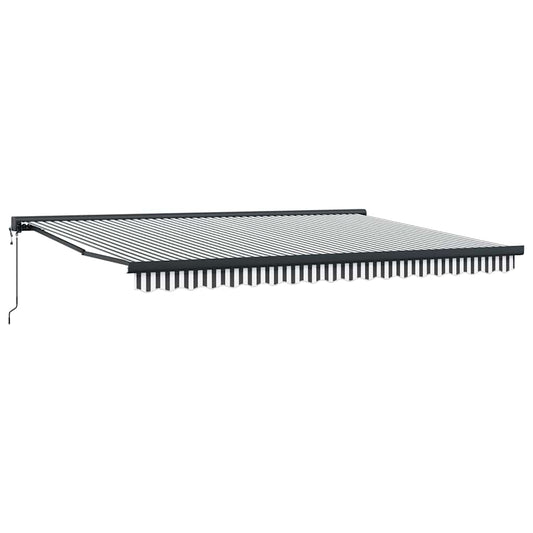 Toldo Retráctil Aluminio Y Tela Gris Antracita Y Blanco 4,5x3 M_0