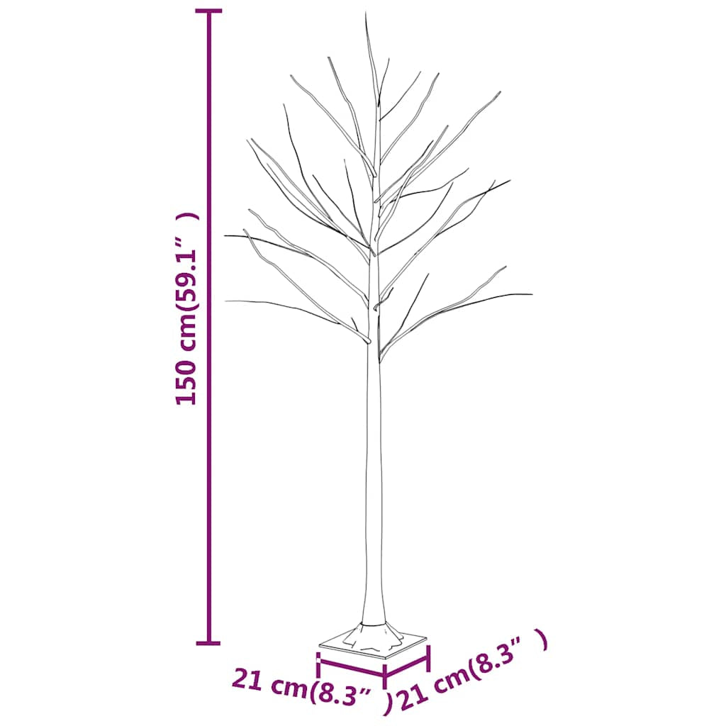 Vidaxl Abedul Artificial Blanco Con 72 Leds Blanco Cálido 150 Cm_2